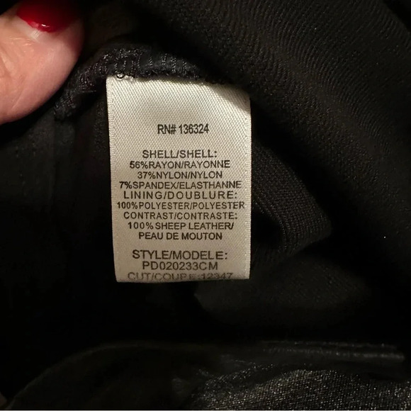 Halston Heritage Lambs Leather-Trim Pants - Picture 5 of 7